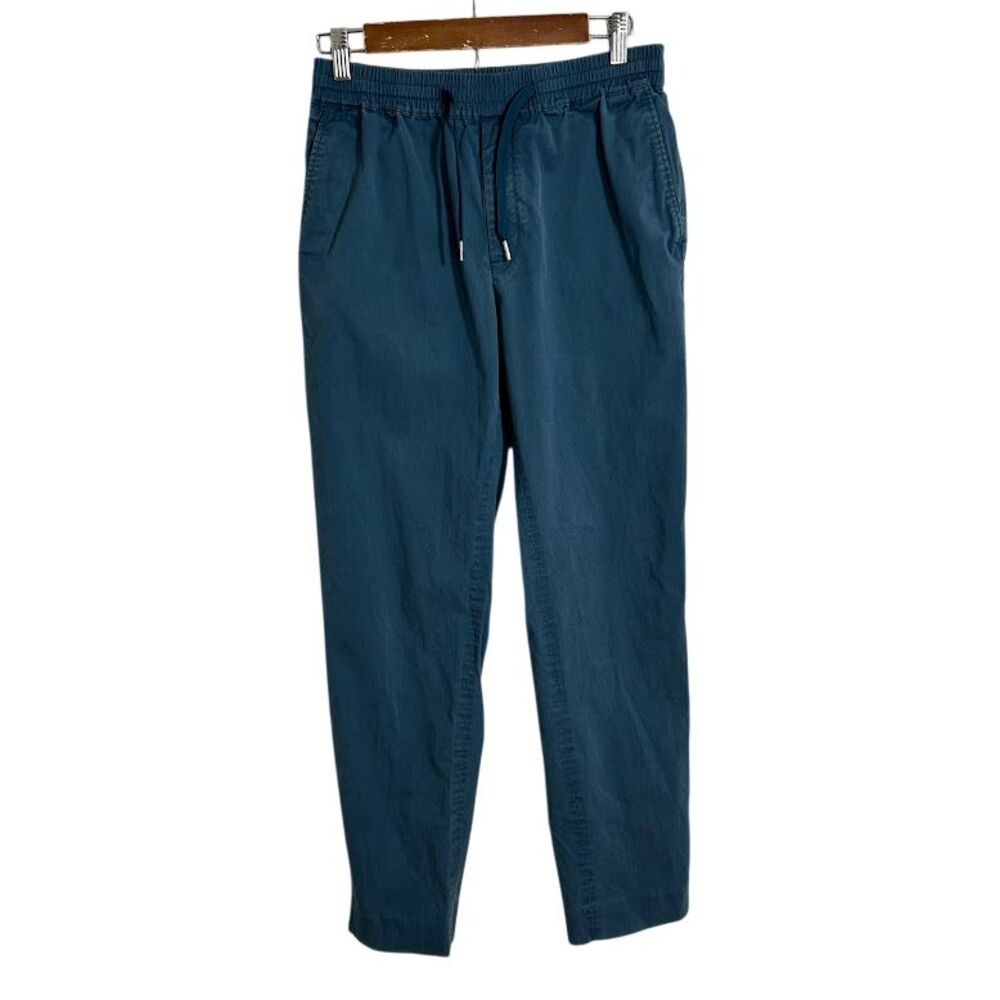 Sandro Mens Elasticated Straight Leg Trousers Pants S Blue Cotton Blend Pull On